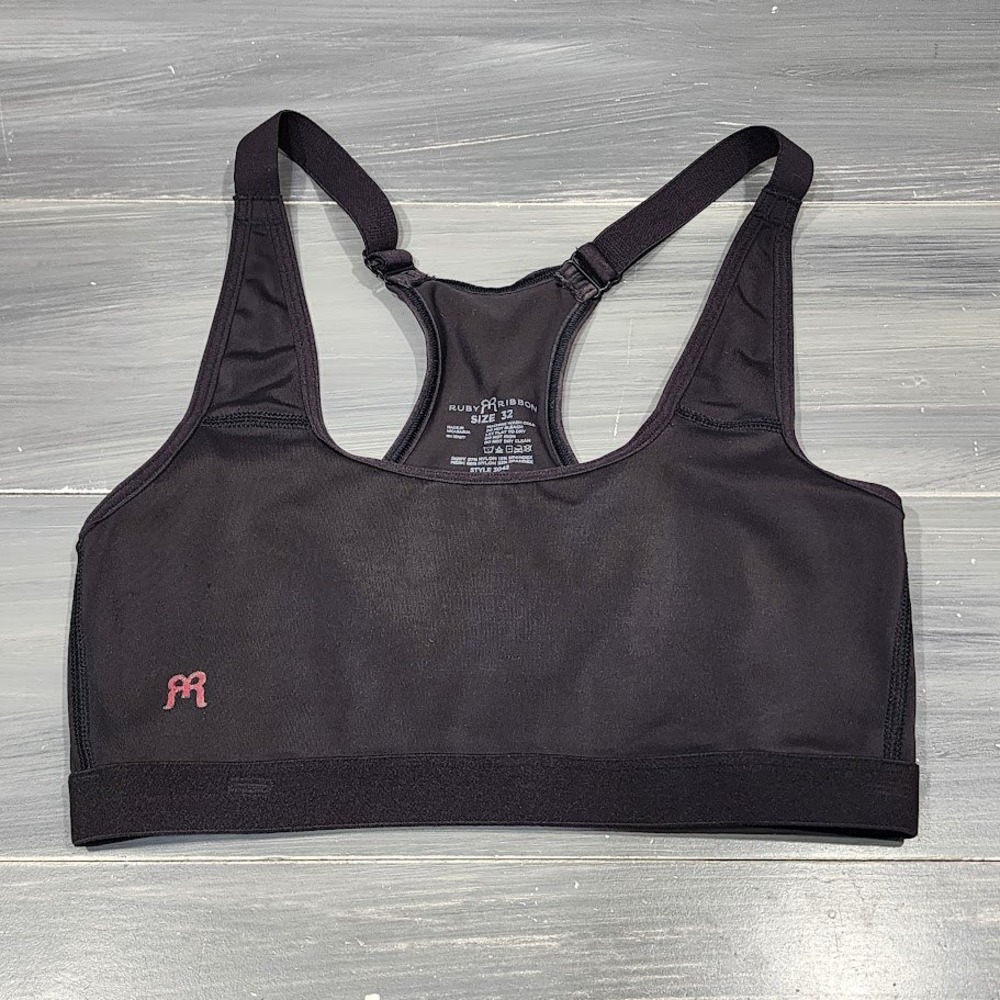 Ruby Ribbon Bra Sport Demiette Style 3042 Size 32‎ Black Wireless
